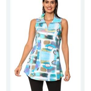 Parsley and Sage Tunic Top Size Medium 1/4 Zip Sleeveless Cotton Stretch Golf